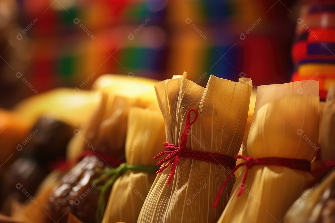 Pamonha ou Tamales com recheio de milho verde comida típica brasileira para a festa junina de São João.