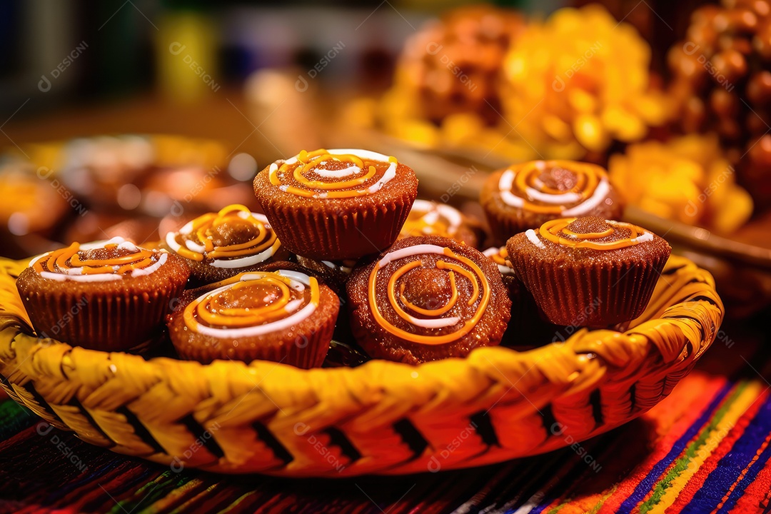 Doces típicos de festa na mesa, comida tradicional brasileira da Festa Junina de São João.