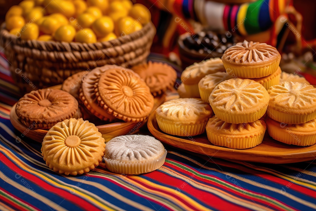 Doces típicos de festa na mesa, comida tradicional brasileira da Festa Junina de São João.