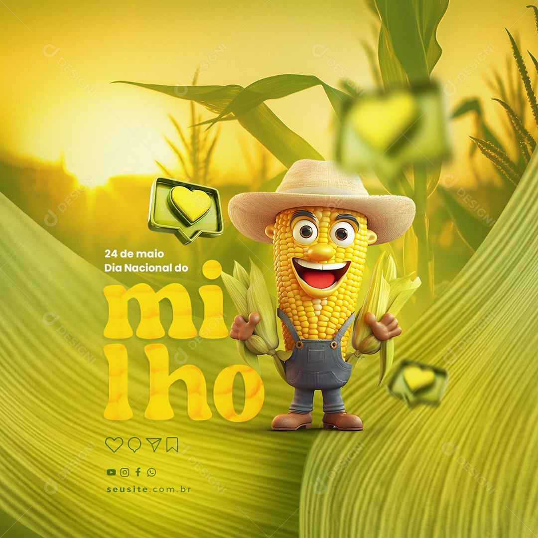 Dia Nacional Do Milho 24 De Maio Social Media PSD Editável