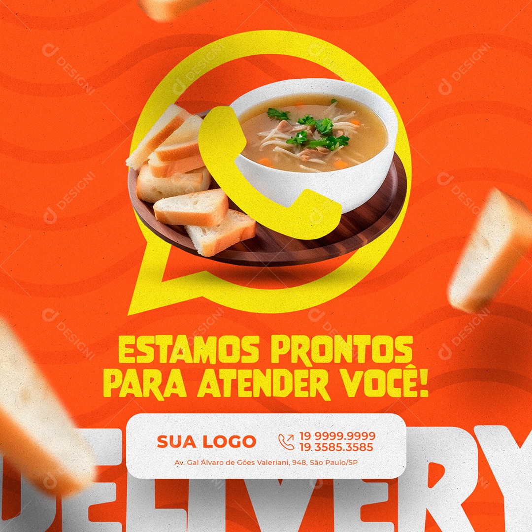 Estamos Prontos Para Atender Você Caldo Social Media PSD Editável