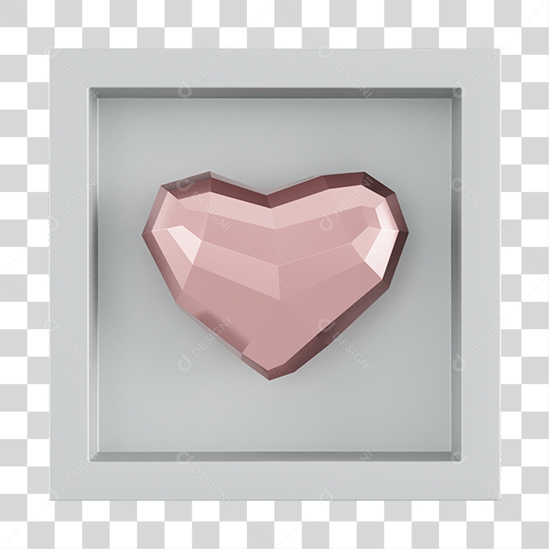 Quadro Coração Low Poly Elemento 3D Do Dia Dos Namorados PNG Transparente