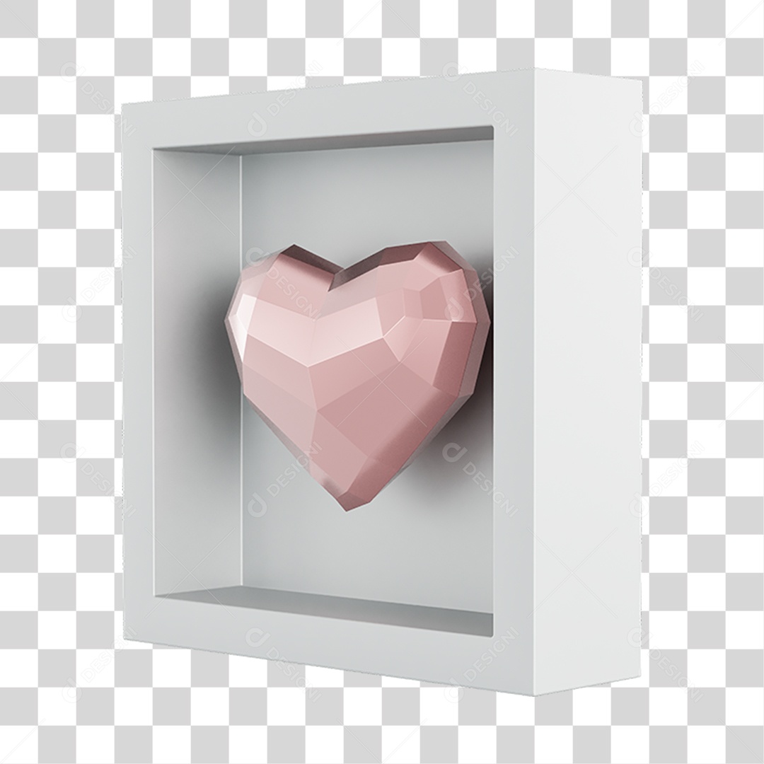 Quadro Coração Low Poly Elemento 3D Do Dia Dos Namorados PNG Transparente