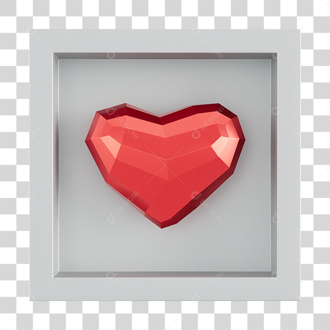 Quadro Coração Low Poly Elemento 3D Do Dia Dos Namorados PNG Transparente