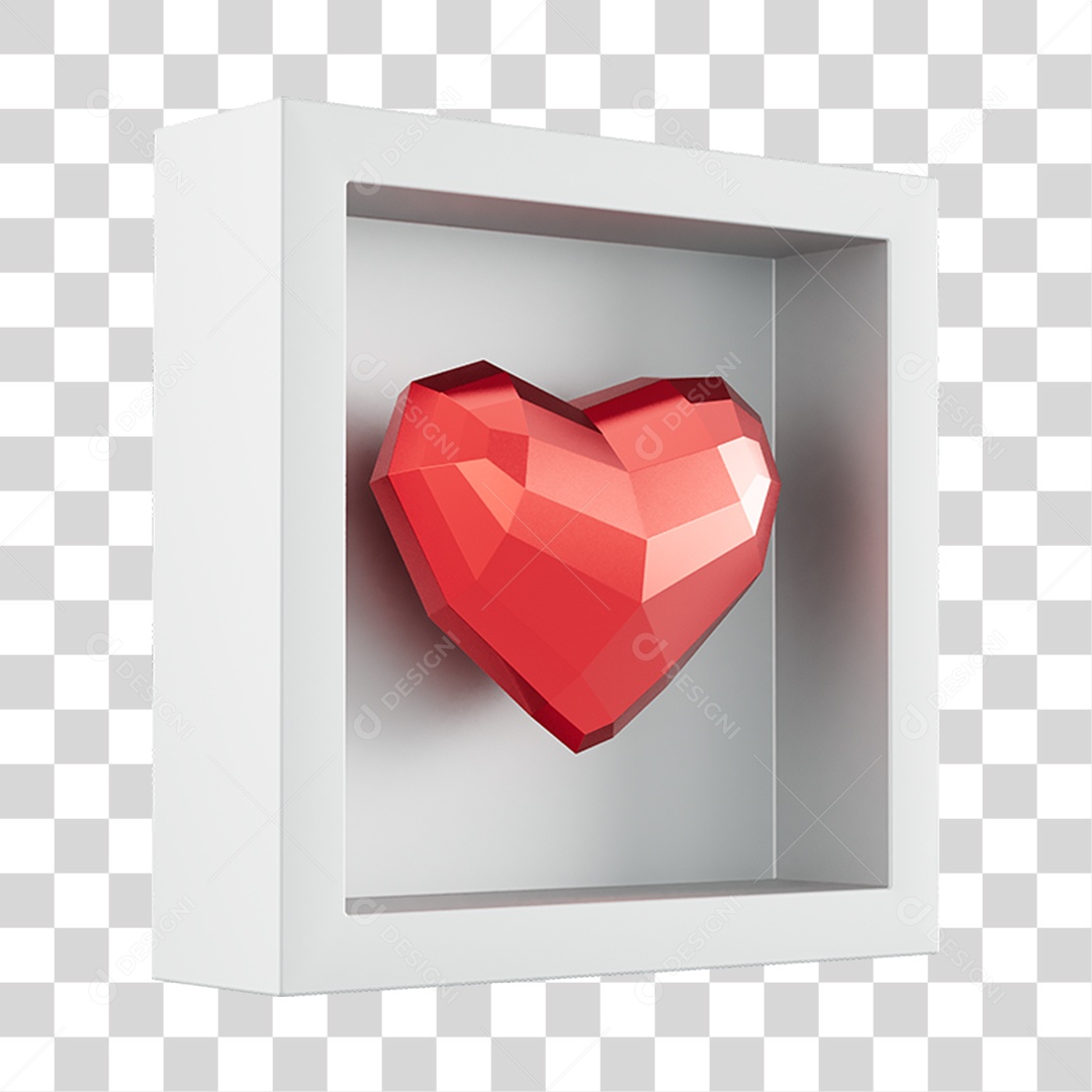 Quadro Coração Low Poly Elemento 3D Do Dia Dos Namorados PNG Transparente