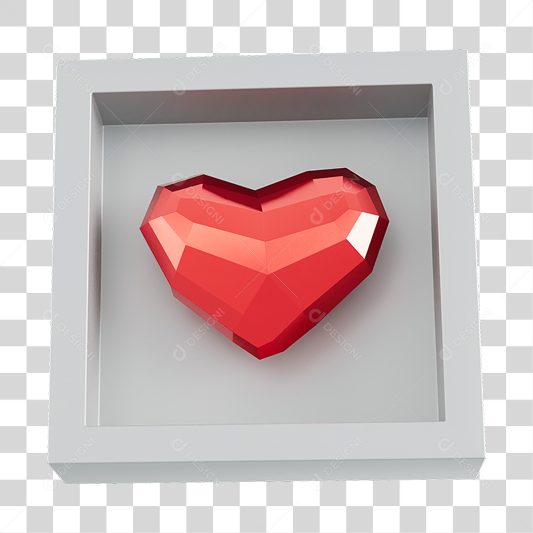 Quadro Coração Low Poly Elemento 3D Do Dia Dos Namorados PNG Transparente