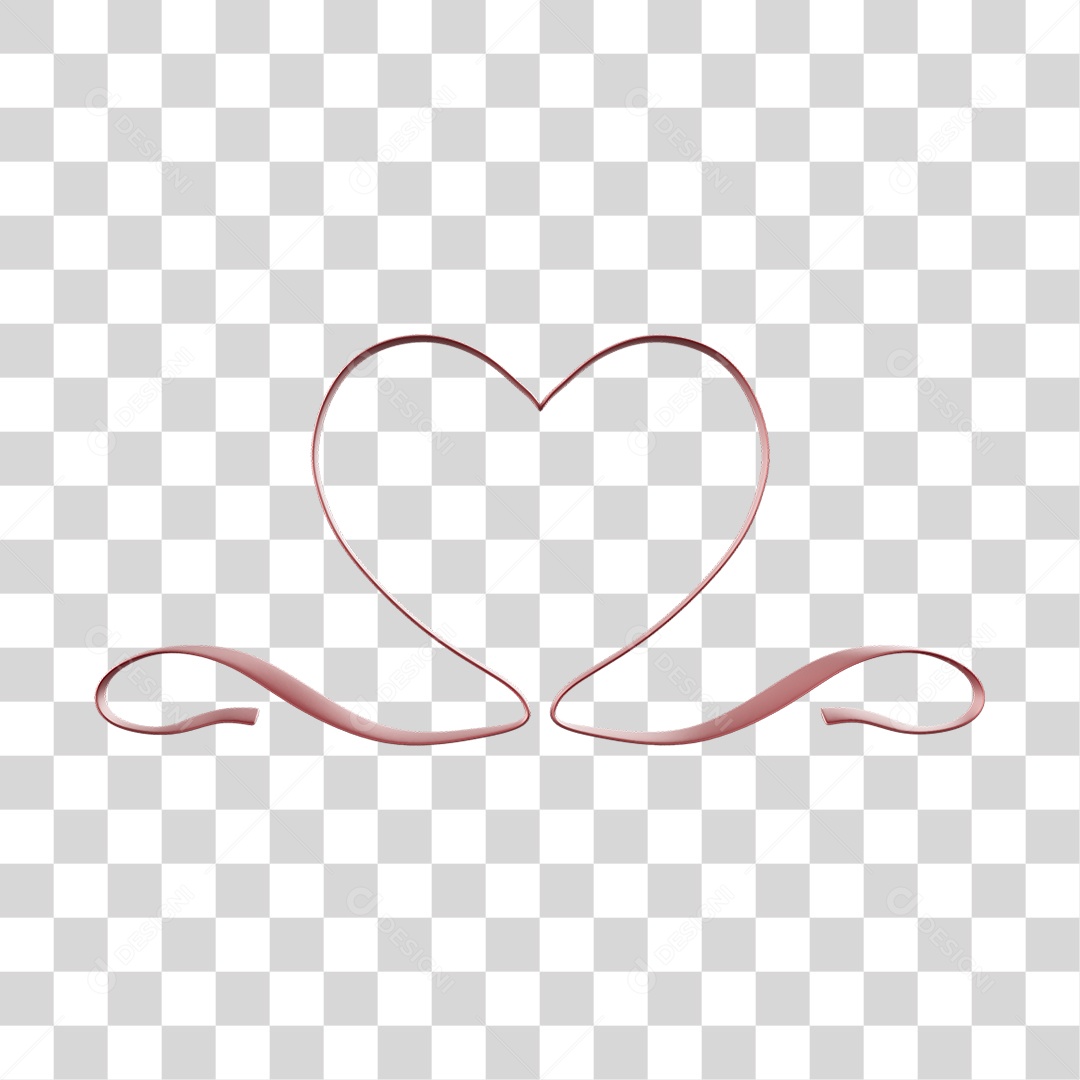 Fita Com Forma De Coração Elemento 3D Vermelho Do Dia Dos Namorados PNG Transparente