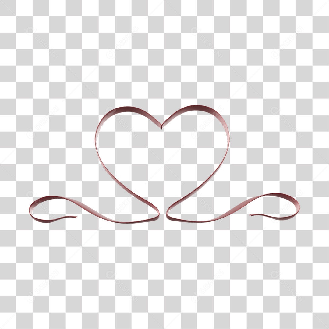 Fita Com Forma De Coração Elemento 3D Vermelho Do Dia Dos Namorados PNG Transparente
