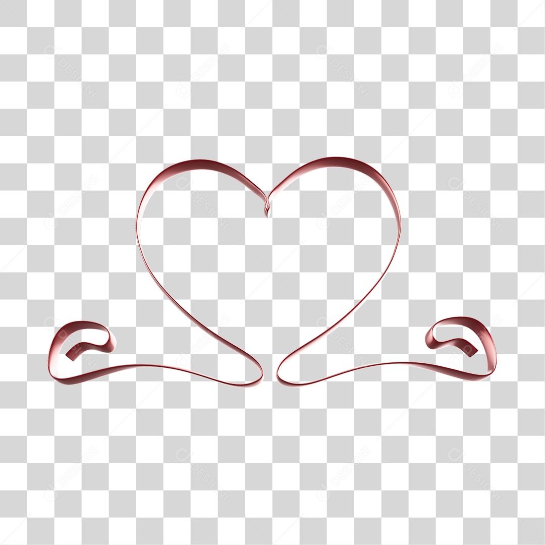 Fita Com Forma De Coração Elemento 3D Vermelho Do Dia Dos Namorados PNG Transparente