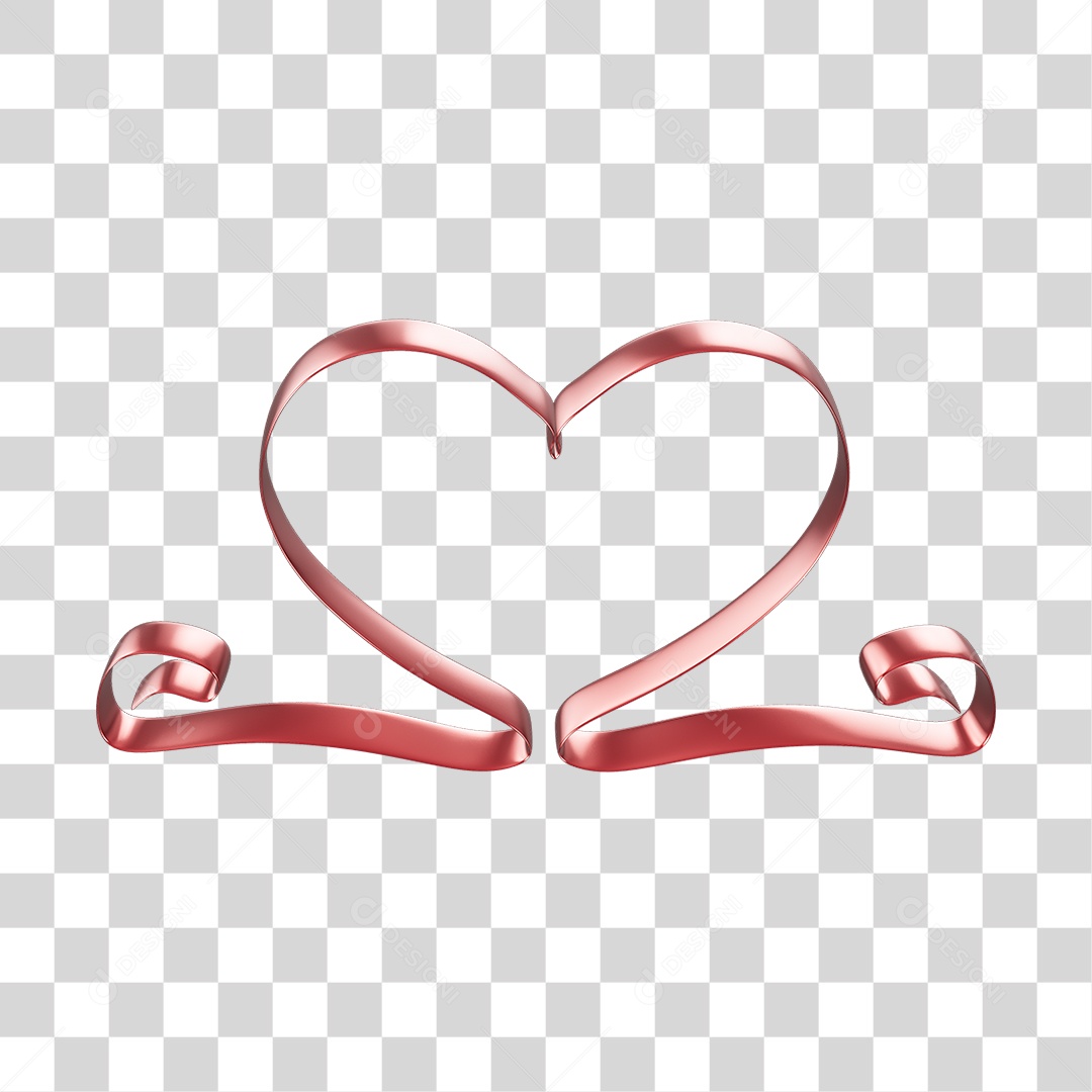 Fita Com Forma De Coração Elemento 3D Vermelho Do Dia Dos Namorados PNG Transparente