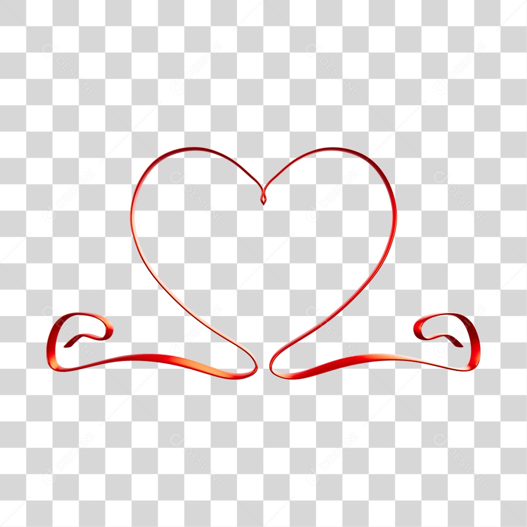 Fita Com Forma De Coração Elemento 3D Vermelho Do Dia Dos Namorados PNG Transparente