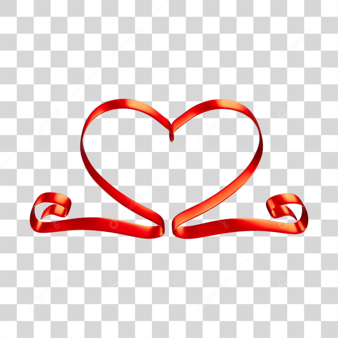 Fita Com Forma De Coração Elemento 3D Vermelho Do Dia Dos Namorados PNG Transparente