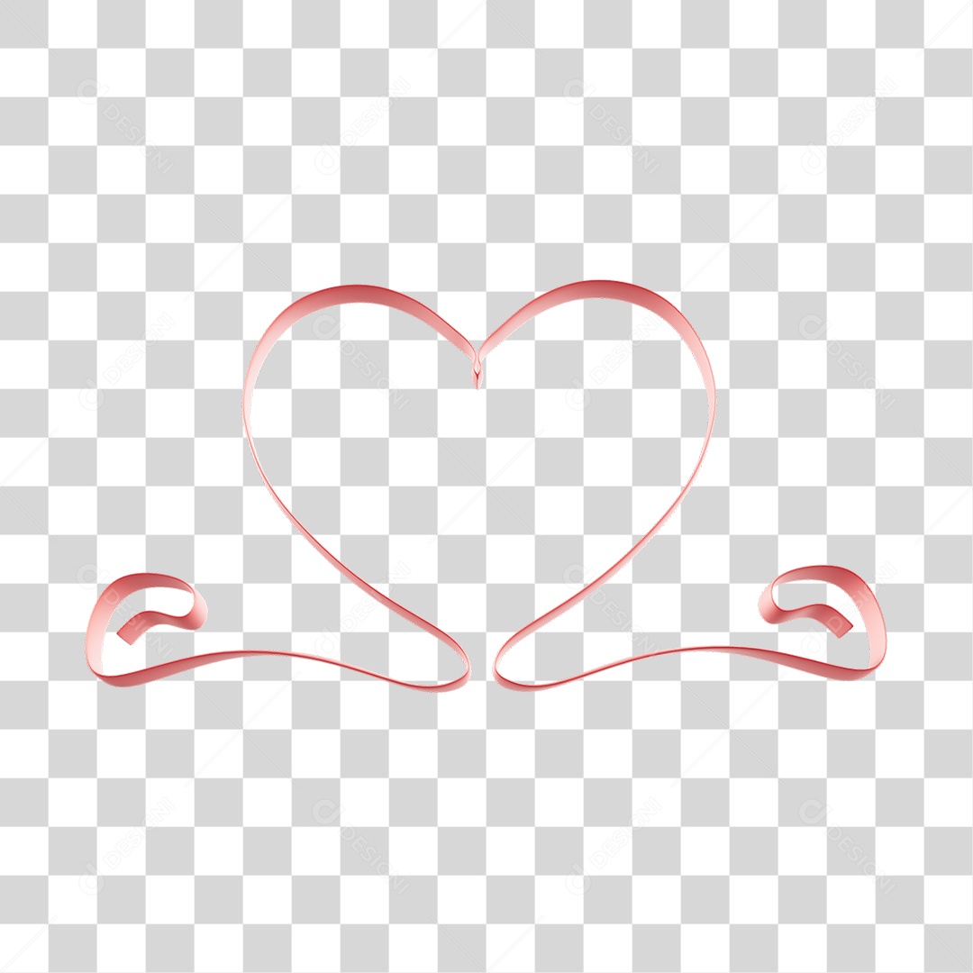 Fita Com Forma De Coração Elemento 3D Rosa Do Dia Dos Namorados PNG Transparente