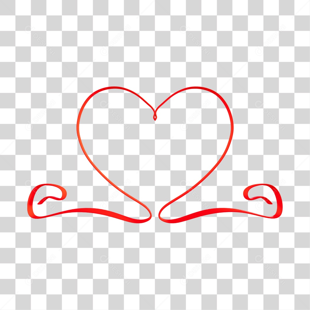 Fita Com Forma De Coração Elemento 3D Vermelho Do Dia Dos Namorados PNG Transparente