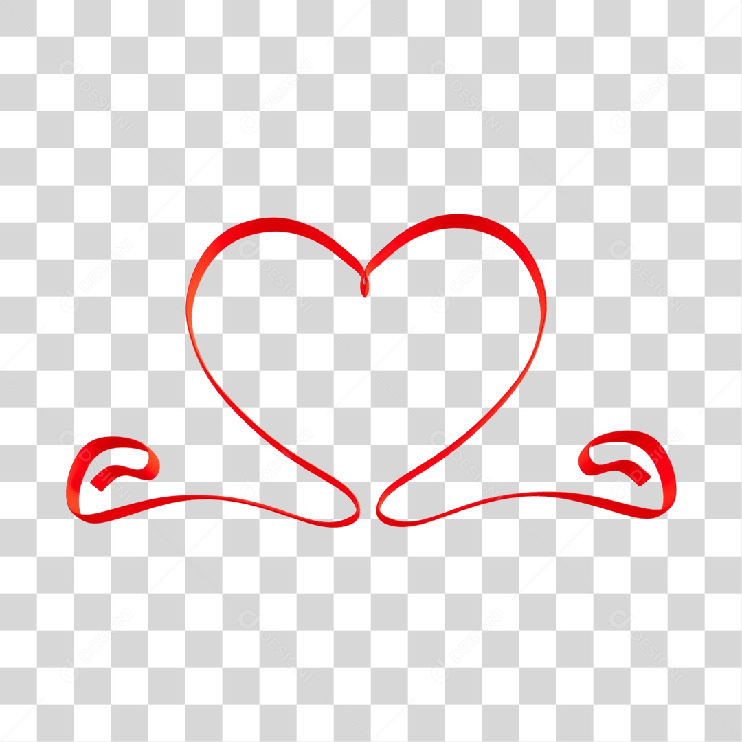 Fita Com Forma De Coração Elemento 3D Vermelho Do Dia Dos Namorados PNG Transparente