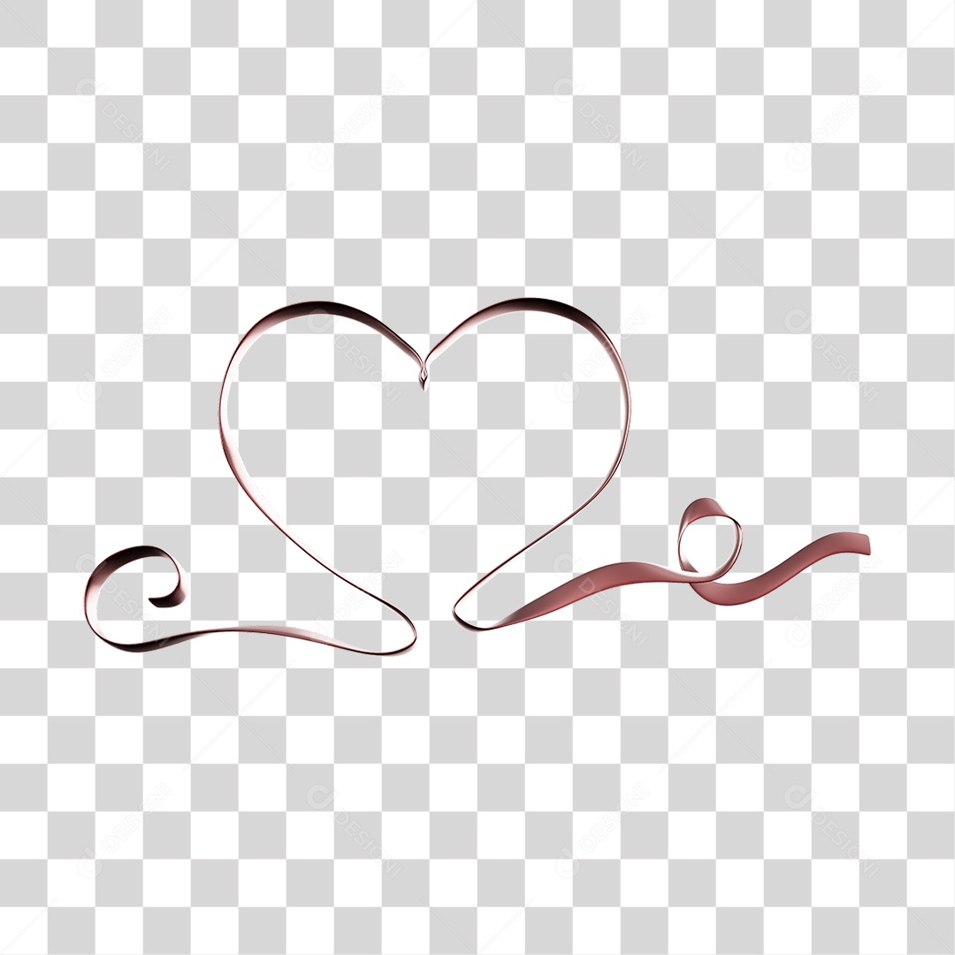 Fita Com Forma De Coração Elemento 3D Rosa Do Dia Dos Namorados PNG Transparente