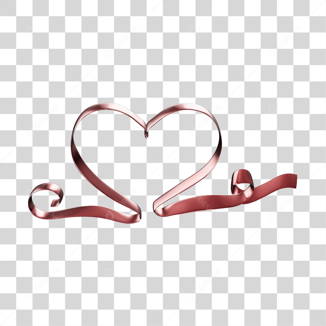 Fita Com Forma De Coração Elemento 3D Rosa Do Dia Dos Namorados PNG Transparente