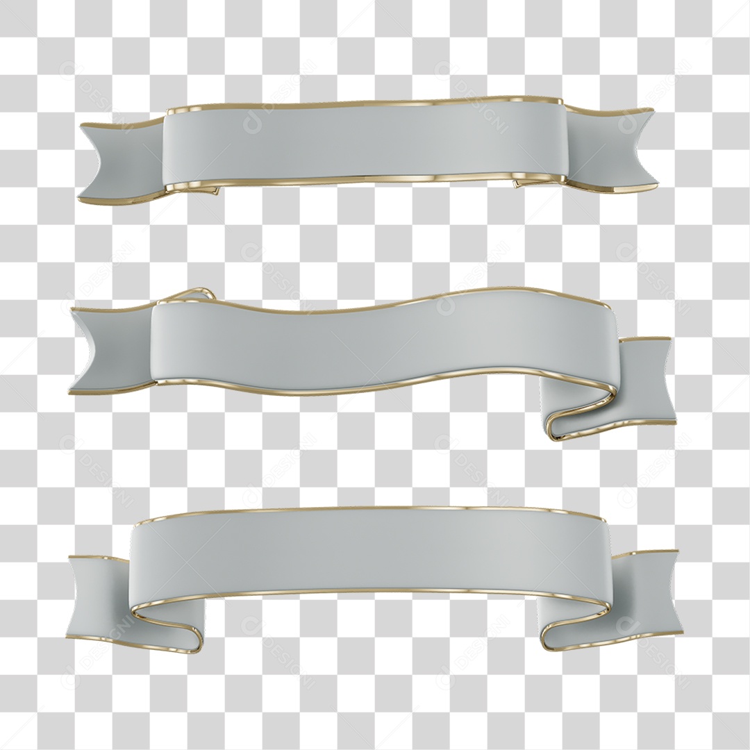 Fitas Brancas Elemento 3D Do Dia Dos Namorados Para Composição PNG Transparente