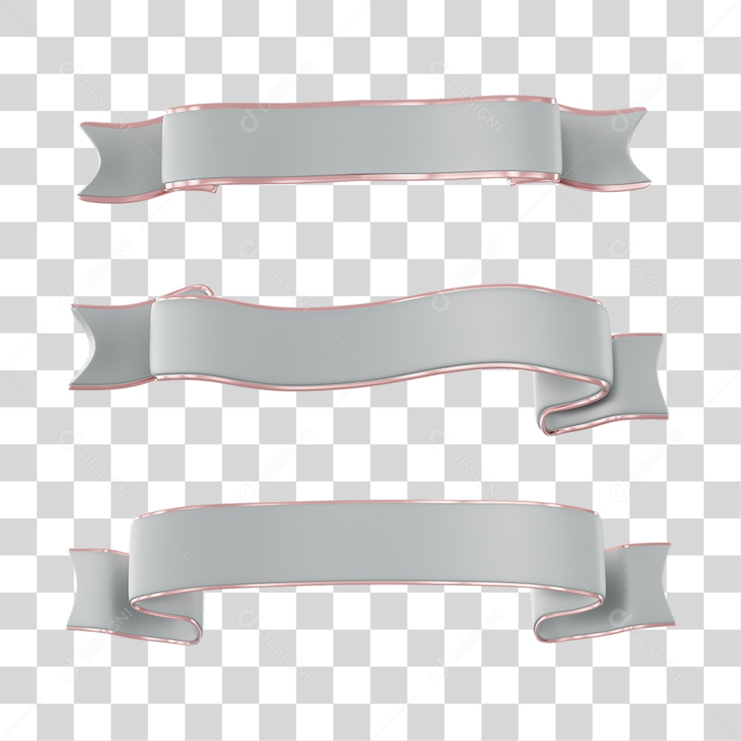 Fitas Brancas Elemento 3D Do Dia Dos Namorados Para Composição PNG Transparente