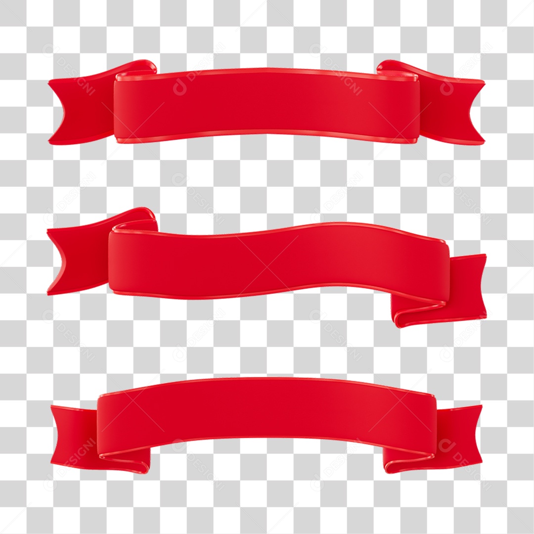 Fitas Vermelhas Elemento 3D Do Dia Dos Namorados Para Composição PNG Transparente