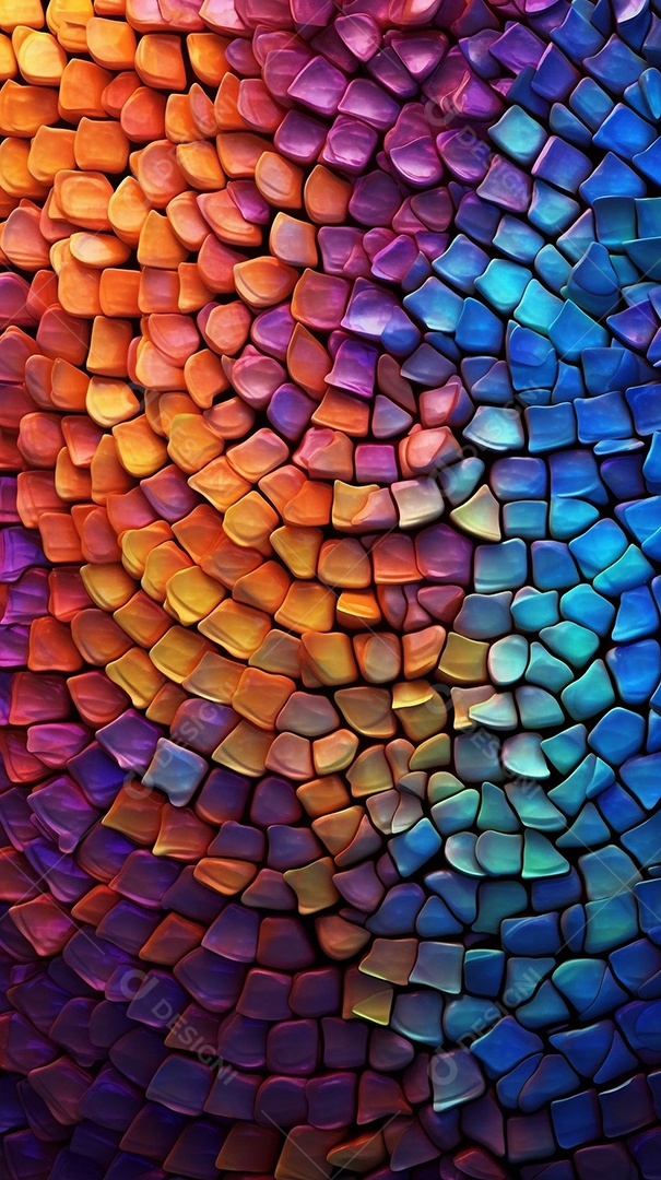 Uma parede móvel com padrão de mosaico brilhante e colorido