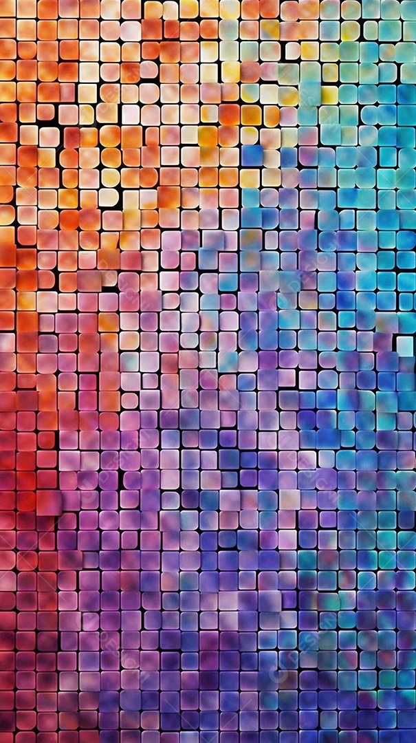 Uma parede móvel com padrão de mosaico brilhante e colorido