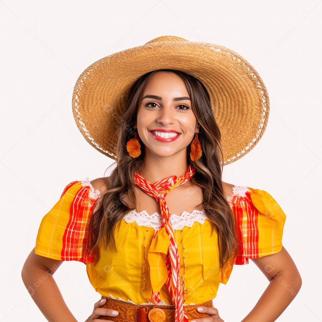Jovem negra com vestido de festa junina