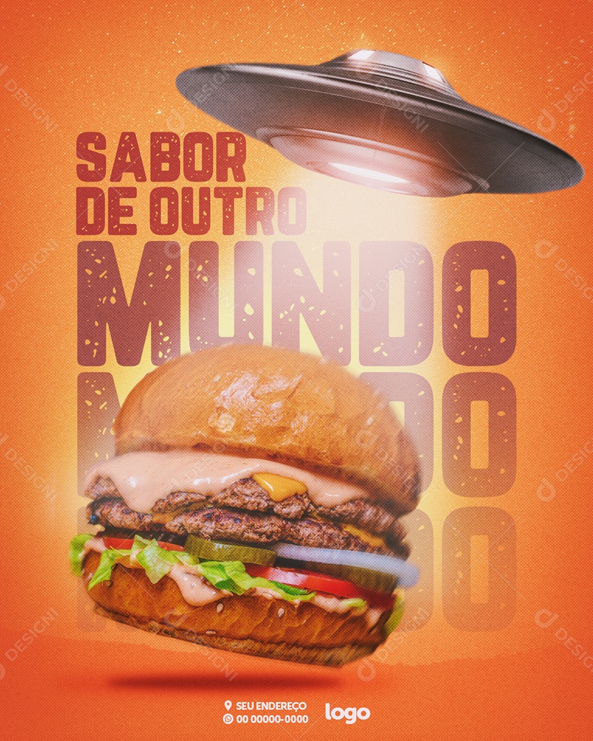 Sabor De Outro Mundo Hamburgueria Social Media PSD Editável