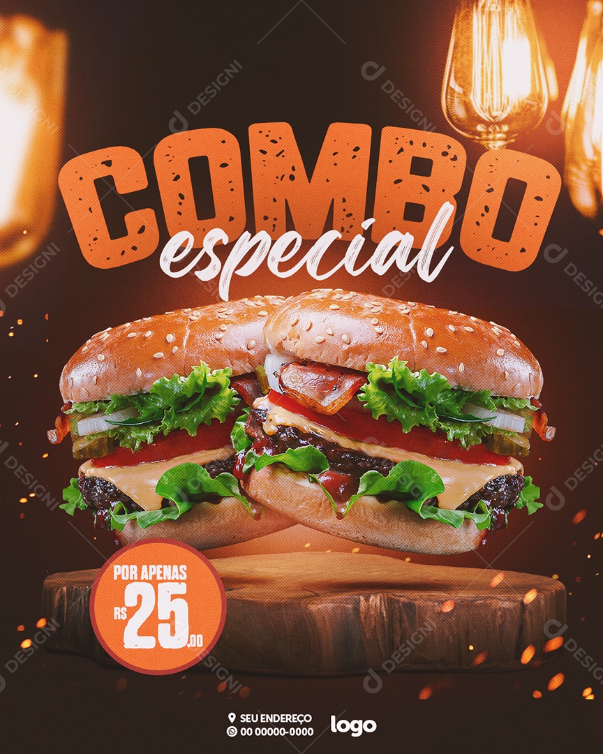 Combo Especial Hamburgueria Social Media PSD Editável