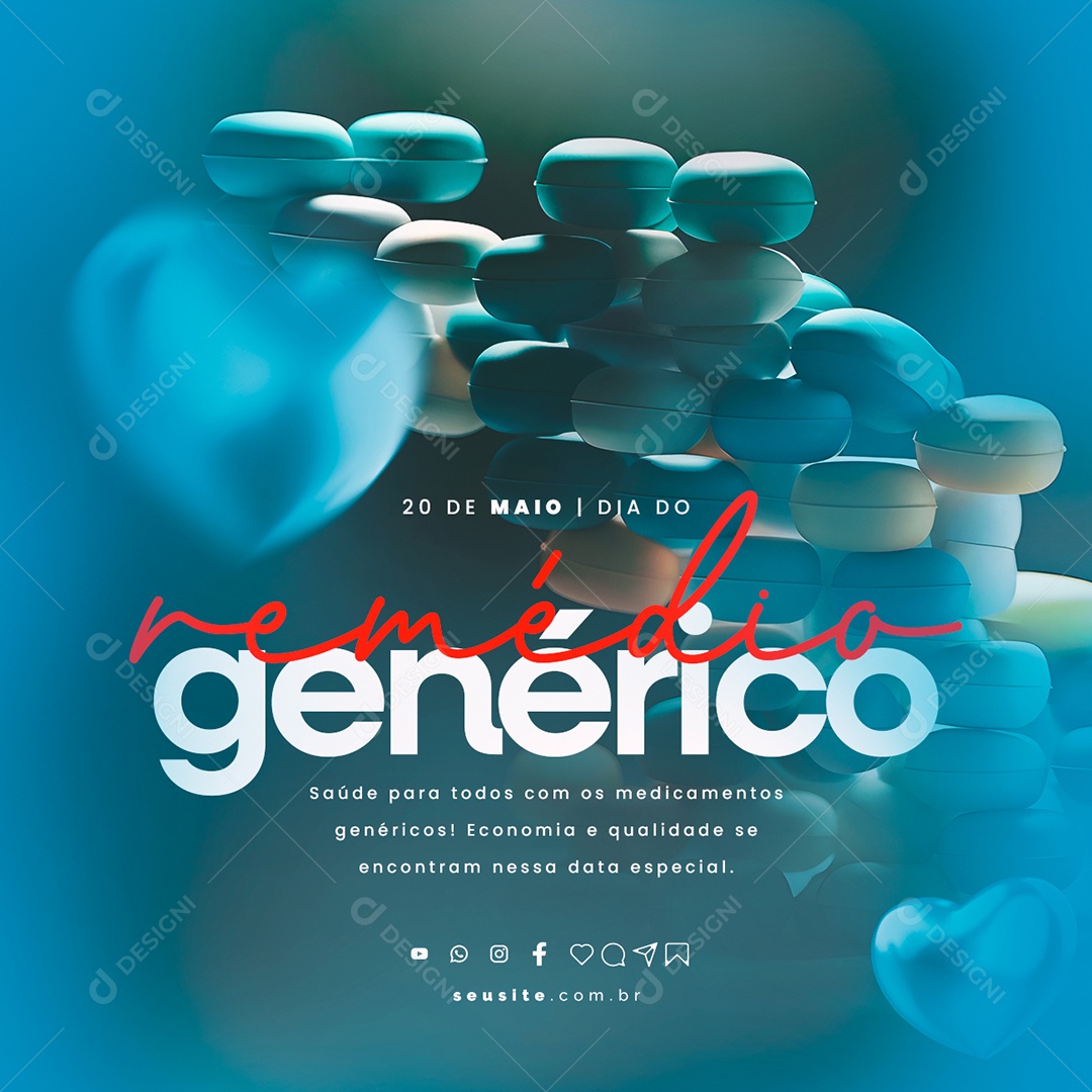 Saúde Para Todos Com Os Medicamentos Genéricos Dia Do Remédio Genérico Social Media PSD Editável