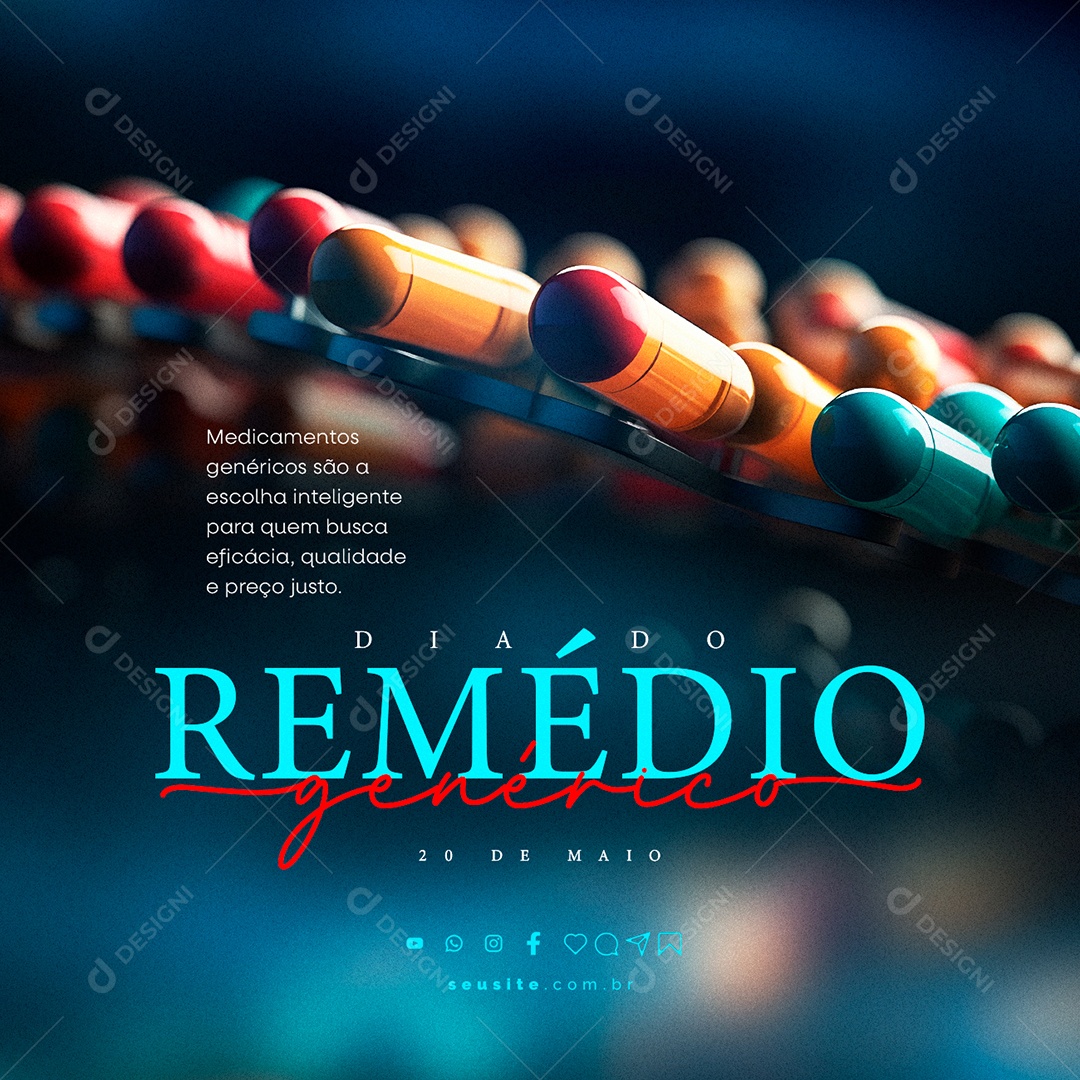Dia Do Remédio Genérico 20 De Maio Social Media PSD Editável