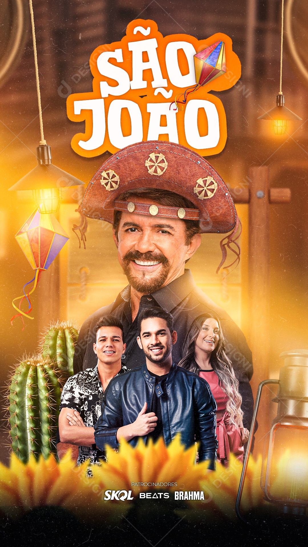 Flyer Show de São João Cantores Story Social Media PSD Editável