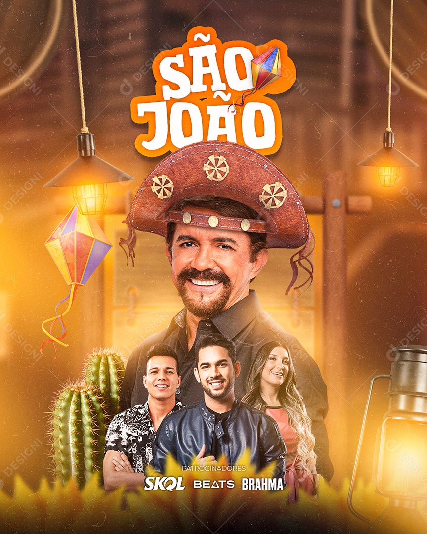 Flyer Show de São João Cantores Social Media PSD Editável