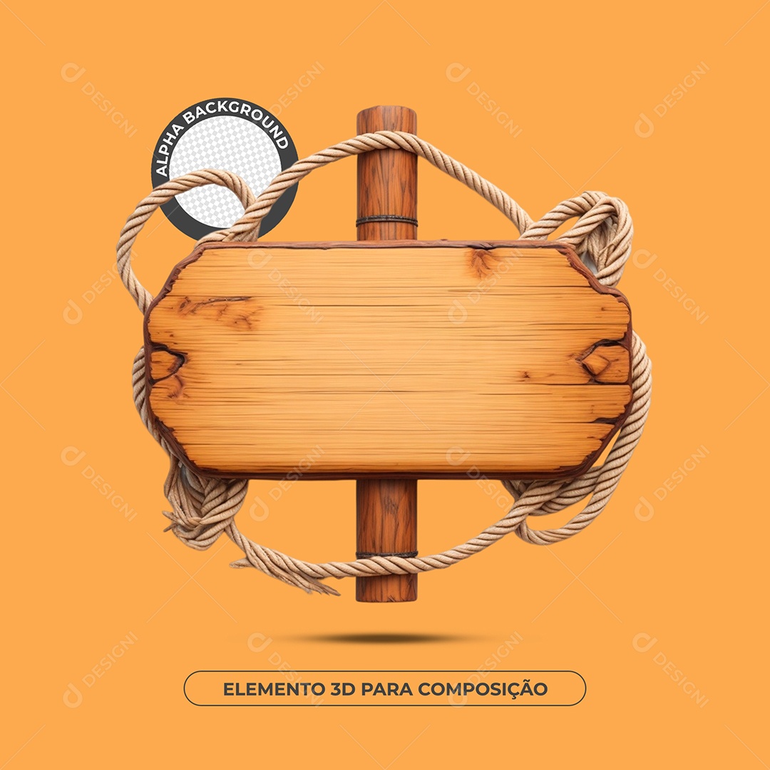 Placa De Madeira  Elemento 3D Para Composição PSD