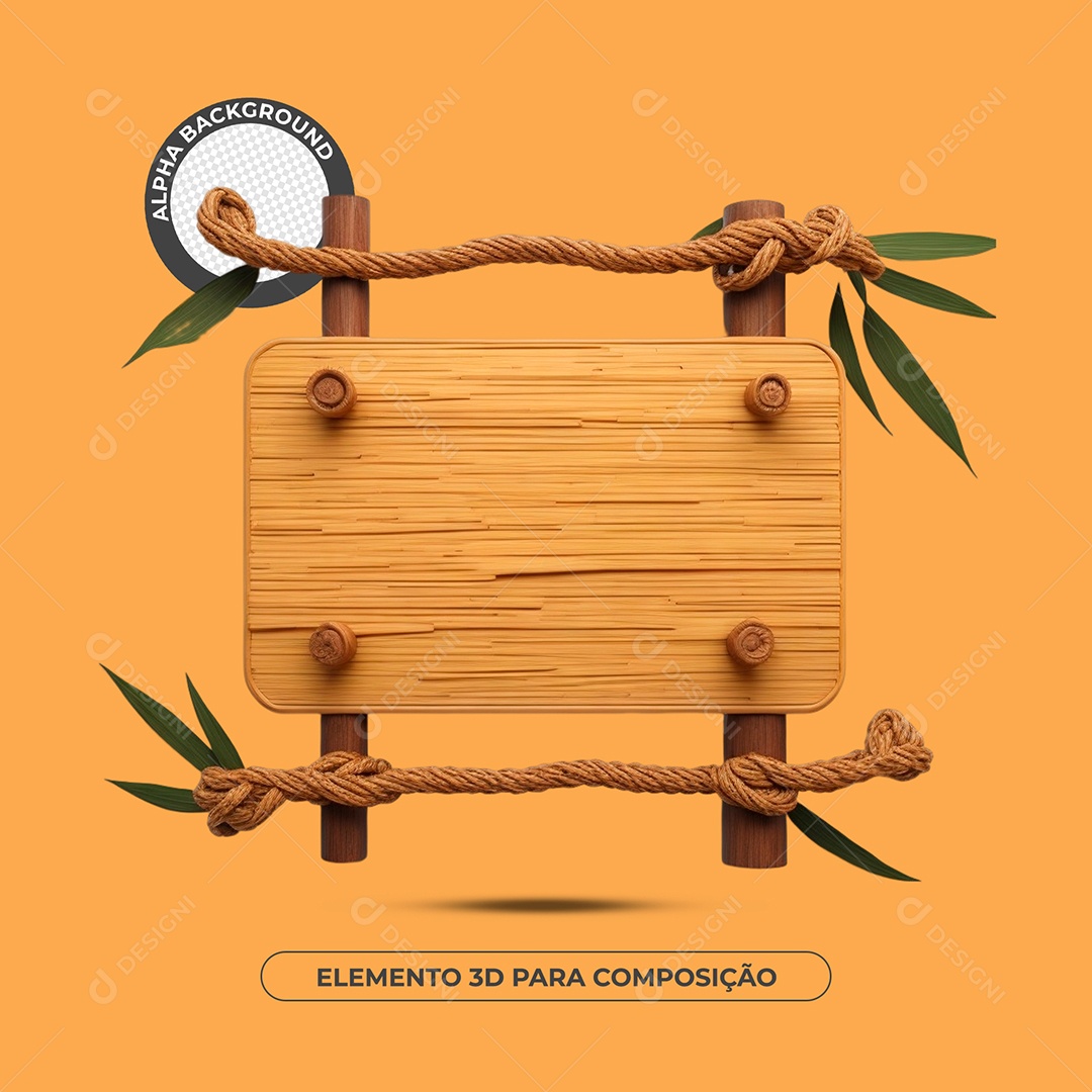 Placa De Madeira Elemento 3D Para Composição PSD