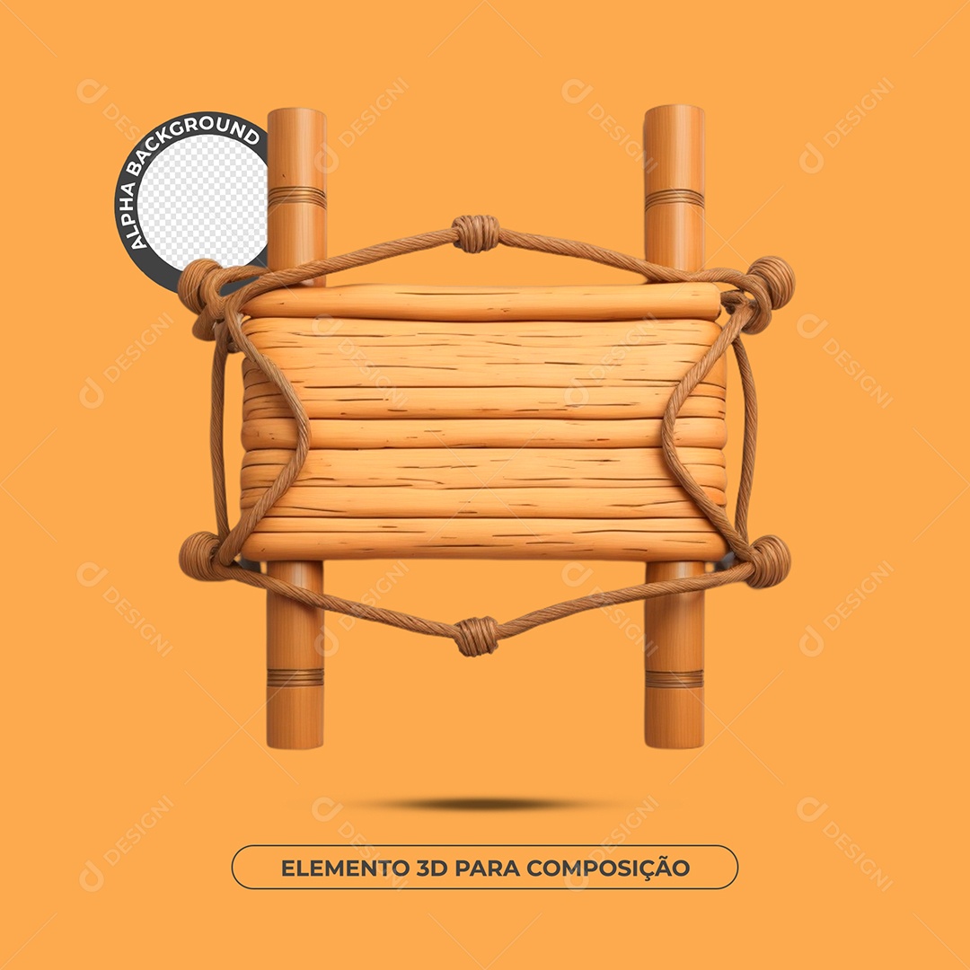 Placa De Bambu Elemento 3D Para Composição PSD
