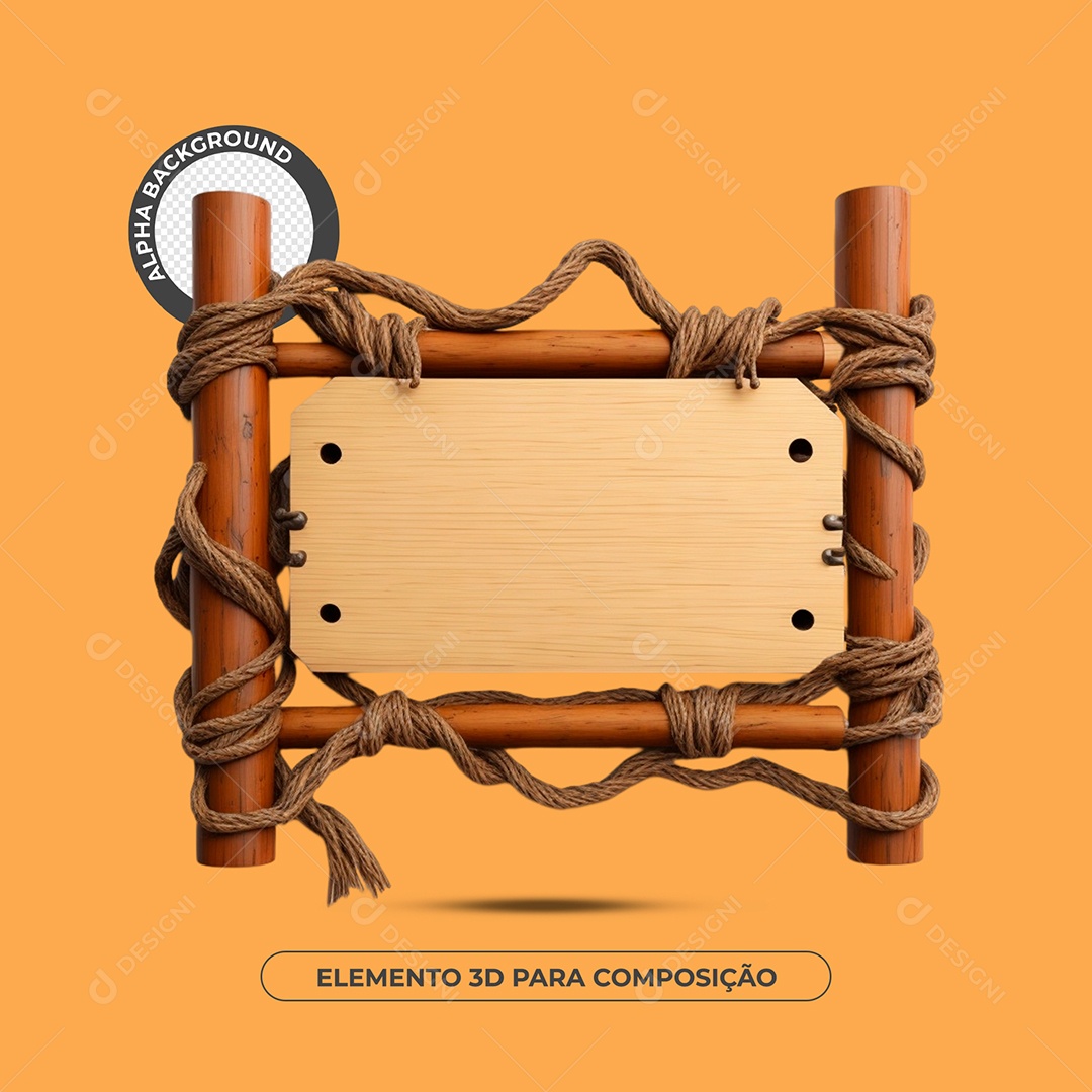 Placa De Bambu Elemento 3D Para Composição PSD