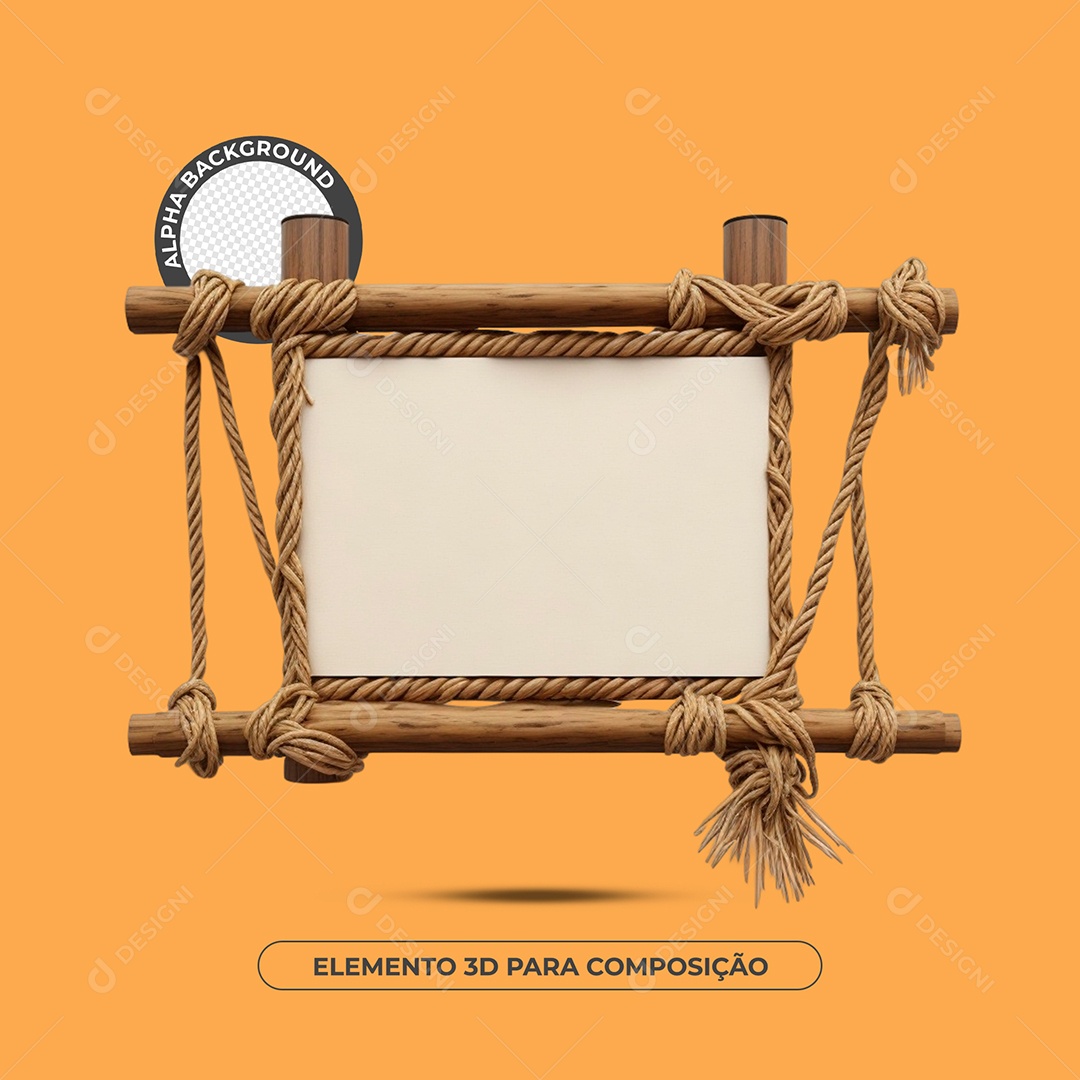 Placa De Bambu Elemento 3D Para Composição PSD