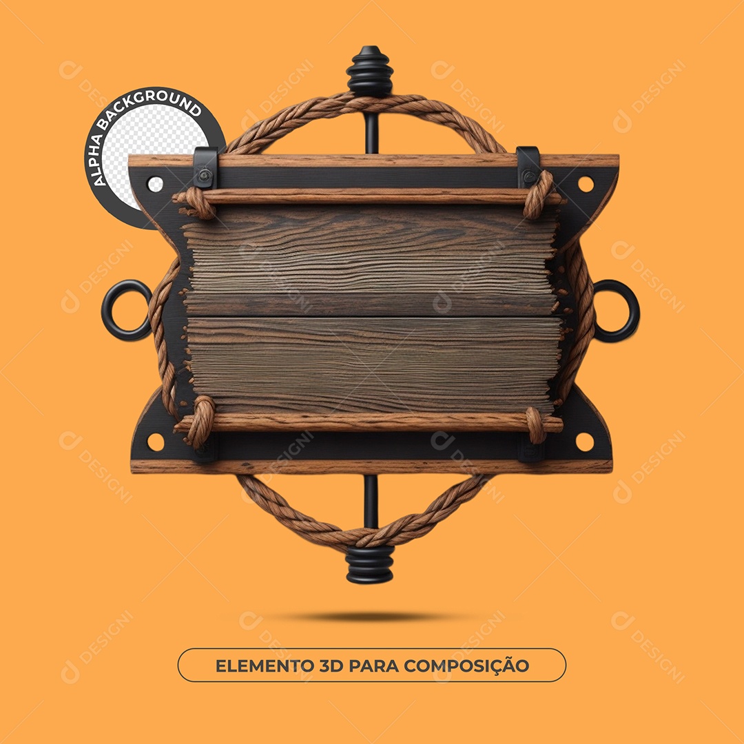 Placa De Madeira Elemento 3D Para Composição PSD