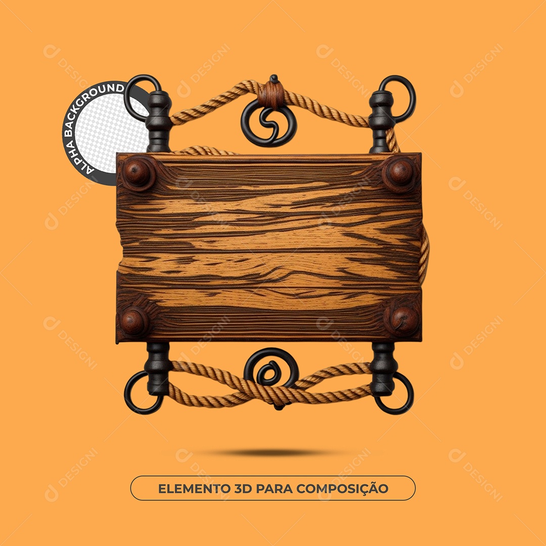 Placa De Madeira Elemento 3D Para Composição PSD