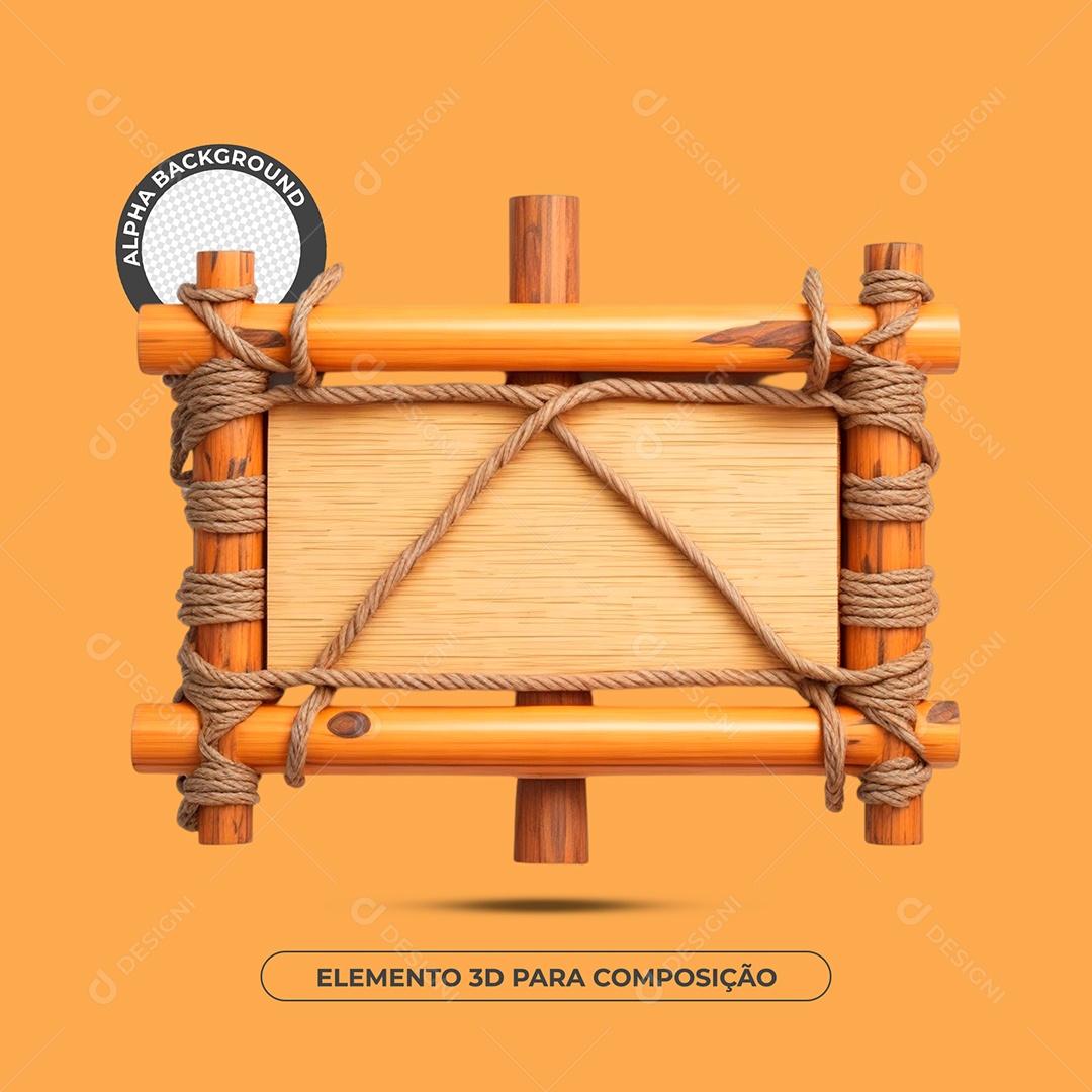 Placa De Bambu Elemento 3D Para Composição PSD