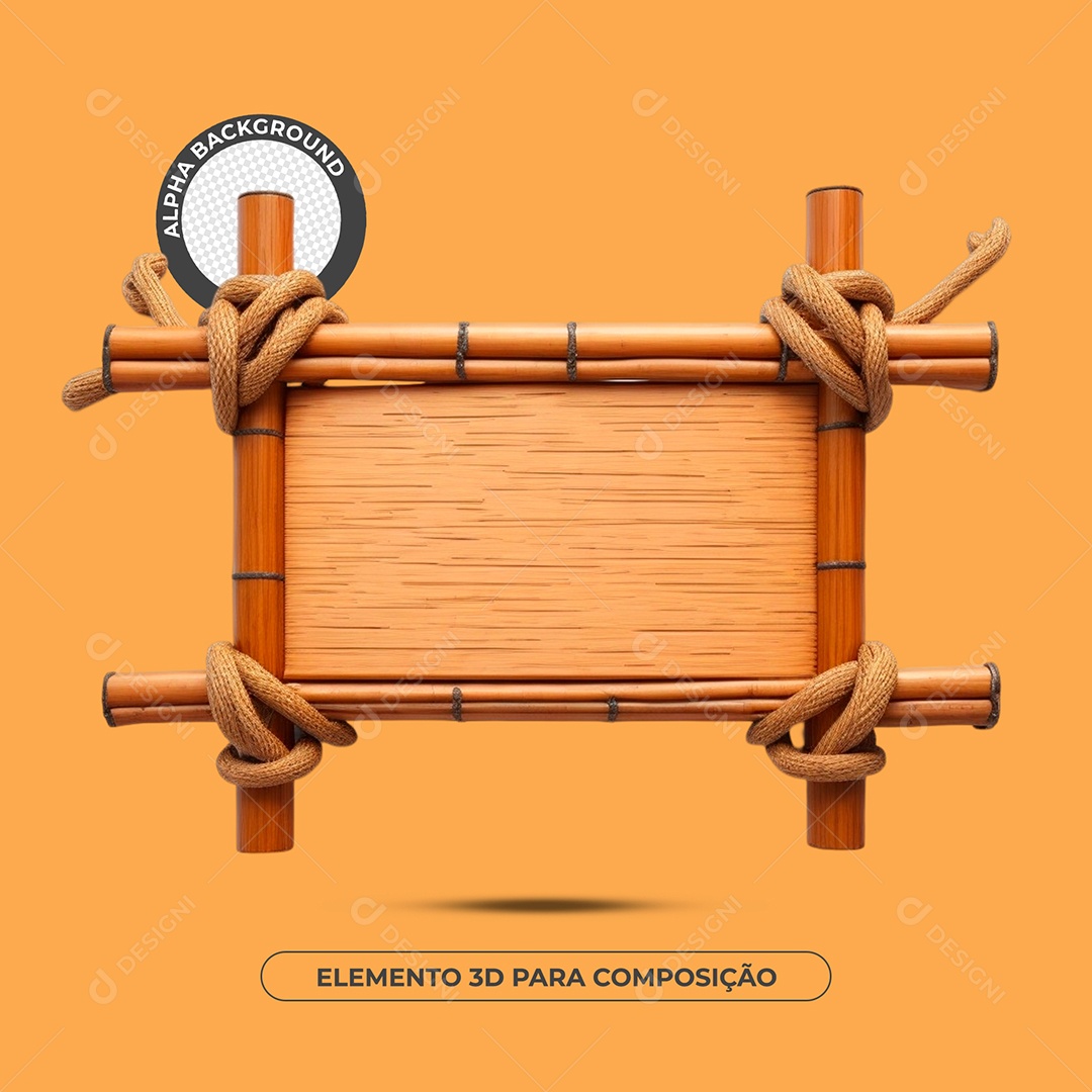 Placa De Bambu Elemento 3D Para Composição PSD