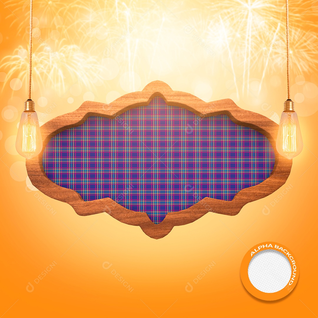 Elemento 3D Moldura Azul Xadrez Para Composição PSD