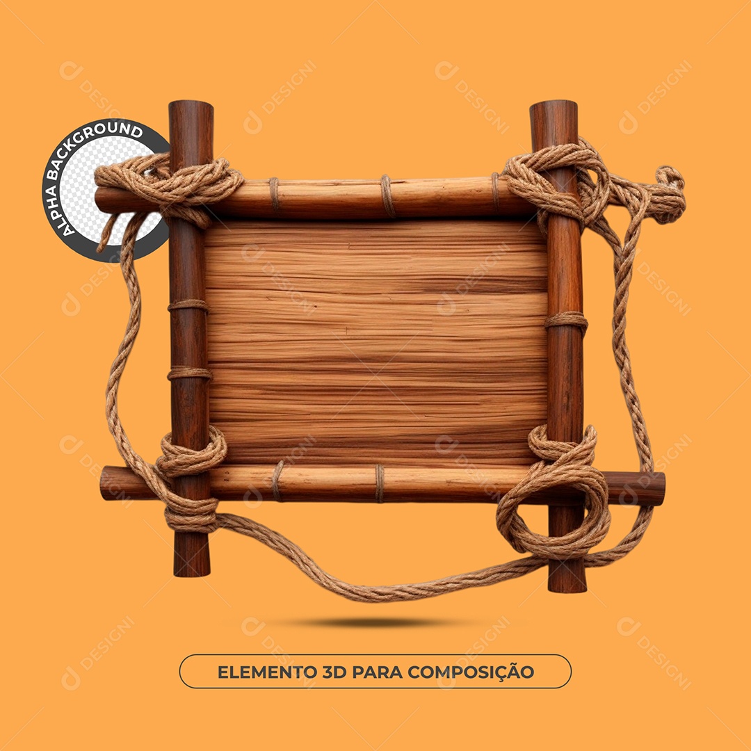 Placa De Bambu Elemento 3D Para Composição PSD