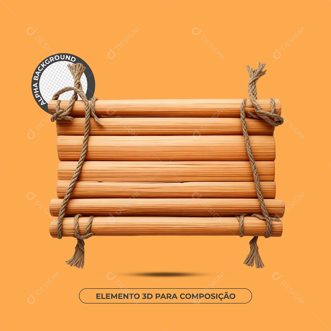 Placa De Bambu Elemento 3D Para Composição PSD