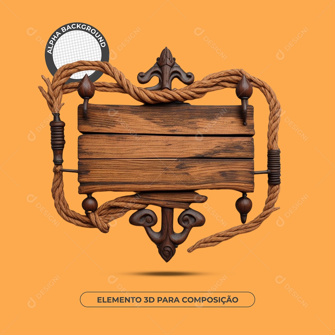 Placa De Madeira Elemento 3D Para Composição PSD