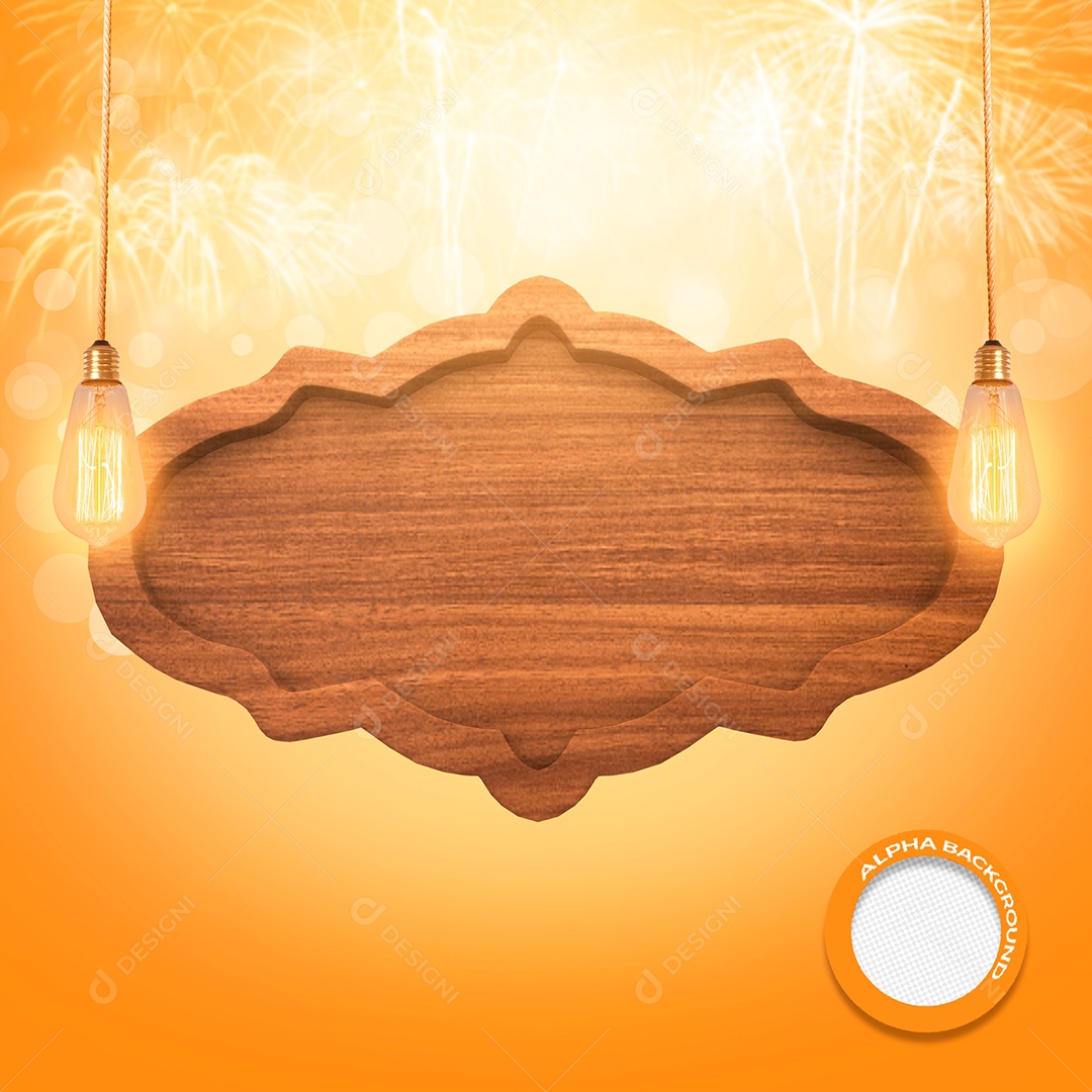 Elemento 3D Moldura De Madeira Lamparina Para Composição PSD