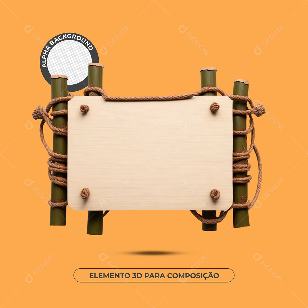 Placa De Bambu Elemento 3D Para Composição PSD