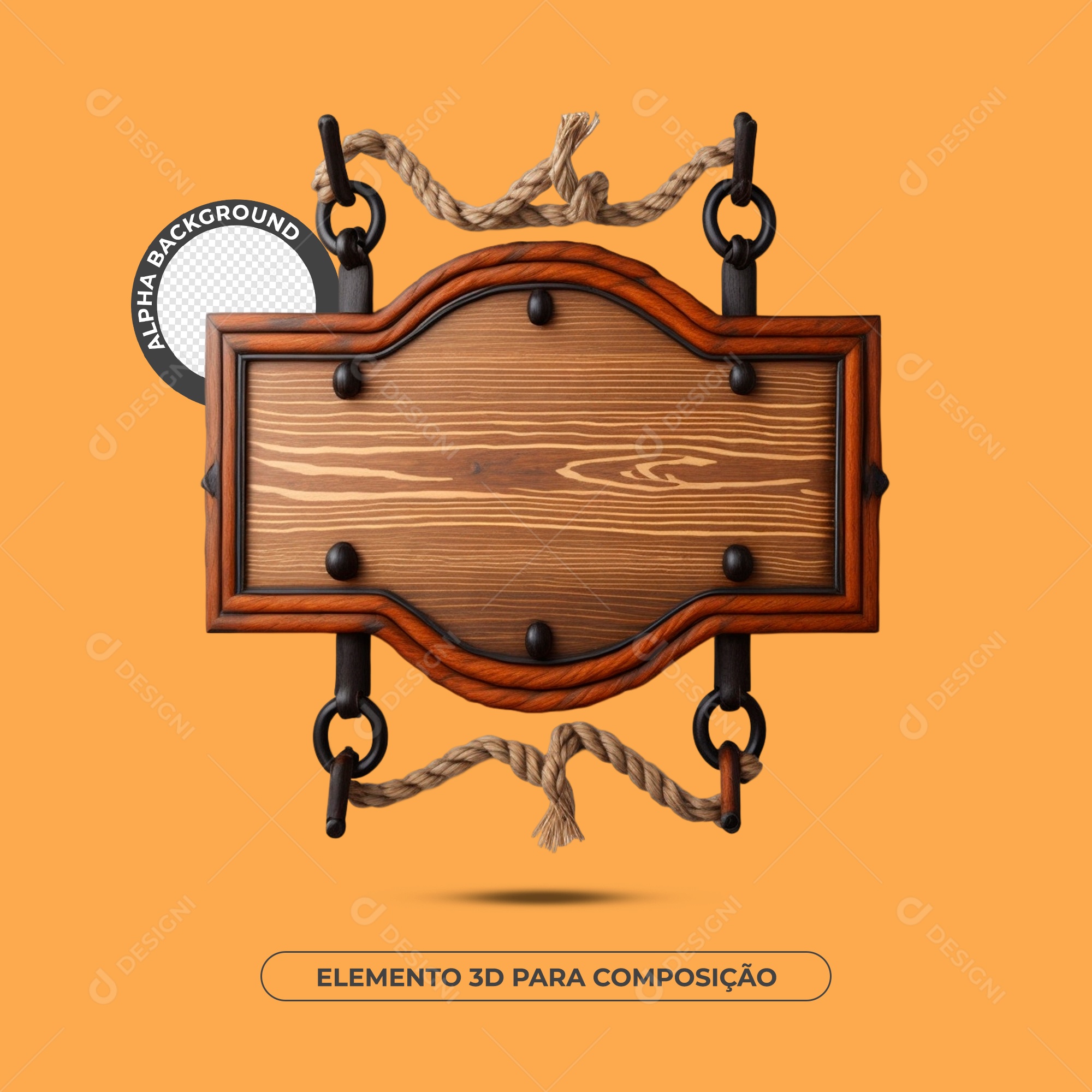 Placa De Madeira Elemento 3D Para Composição PSD