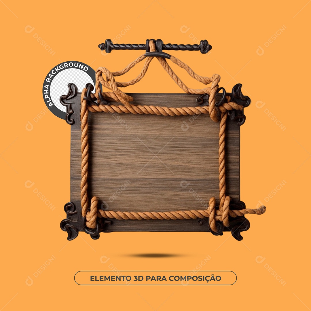 Placa De Madeira Elemento 3D Para Composição PSD
